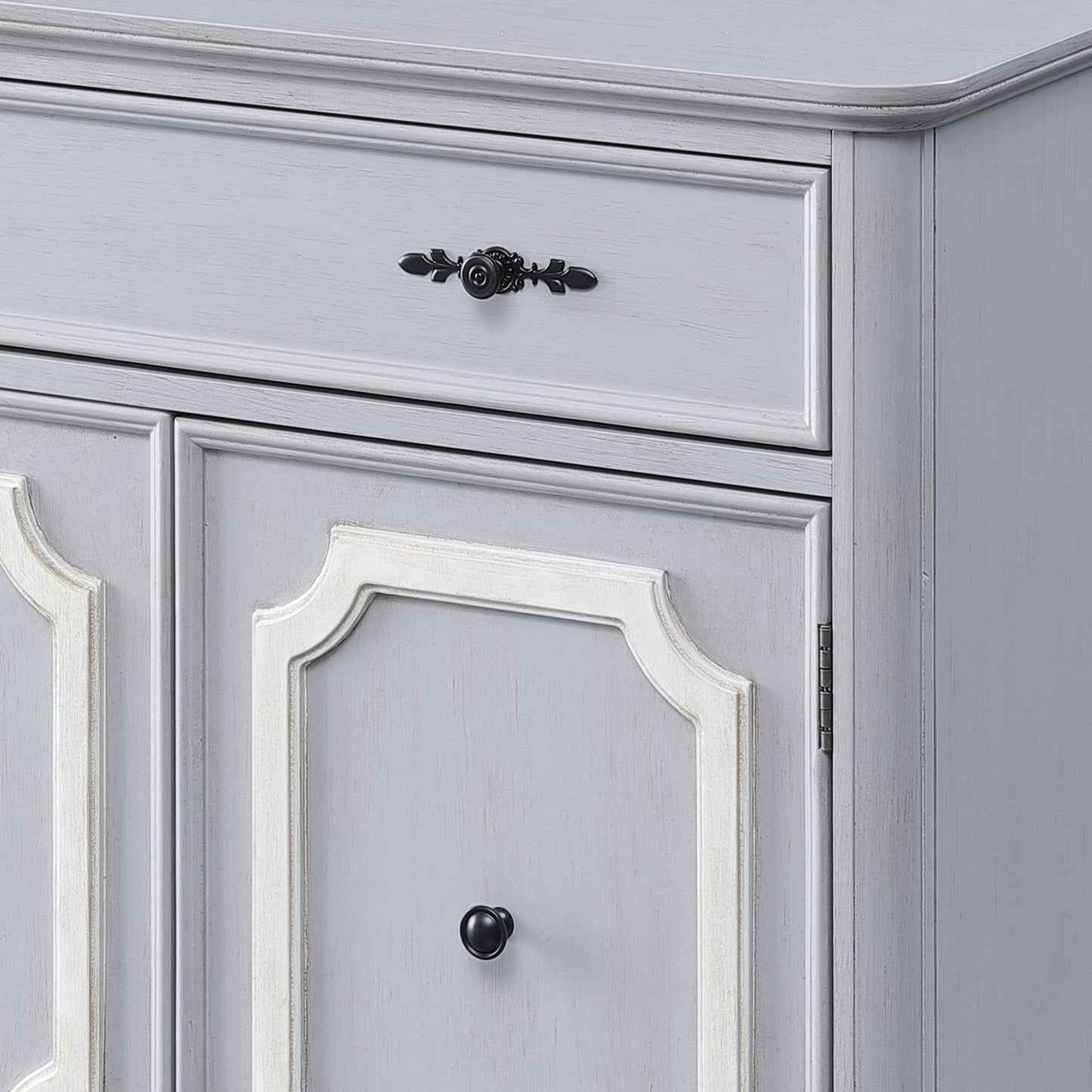 Grey 2-door Accent Cabinet with 1 Drawer