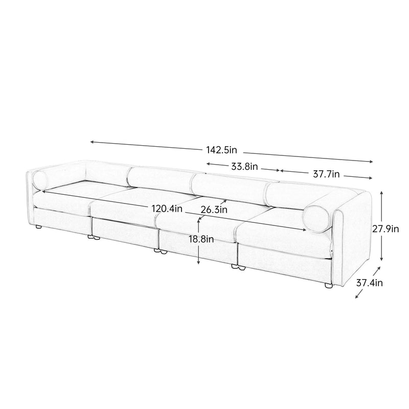 Stylish Sofa With Storage Seat And Cylindrical Backrest