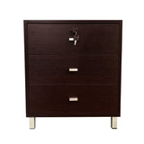 3 Drawer Nightstand Locking Top Drawer Metal Drawer Glides Metal Bar Handles