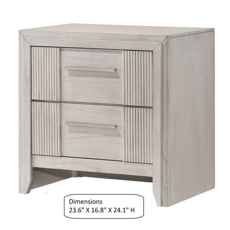 2 Drawer Nightstand With Bar Handle - Antique White