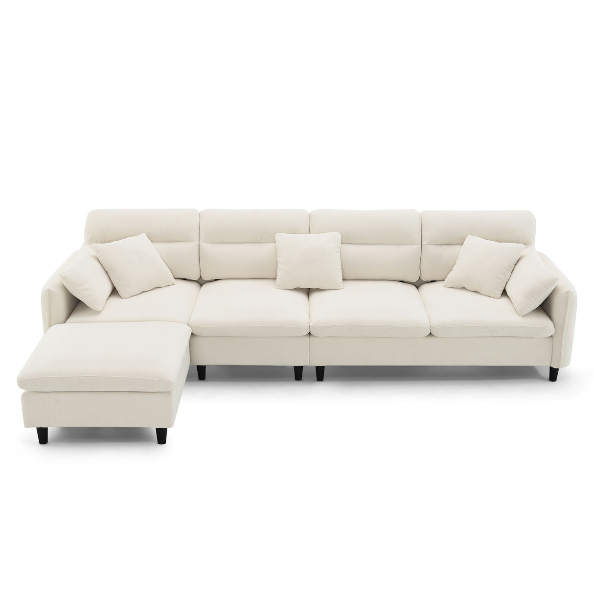 Modern Convertible Sectional Sofa L Shaped Reversible Couch Set With Free Pillows 5 Seat Cloud With Ottoman