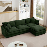 L Shaped Modular Sectional Sofa With Movable Ottoman, 3 Seater Comfortable Seating