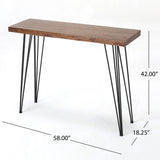 Modern Industrial Breakfast Bar Table, Metal Hairpin Legs & Wood Veneer Top - Natural
