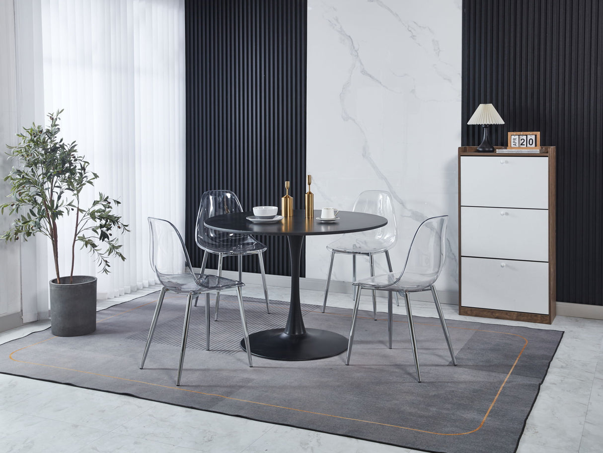 Transparent Plastic Seat Dining Chair (Set of 4)