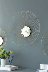 Wall Mirror Abstract Designed Wall Mirrors WithFrame For Home & Office, Top Of Sideboard (Set of 3) - Gold