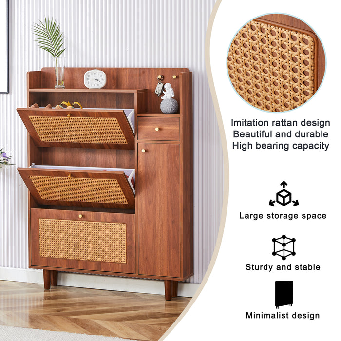 Modern minimalist storage cabinet, Japanese rattan shoe cabinet, bed top cabinet, small home furniture. Suitable for corridors and living rooms. GZ-DI-03