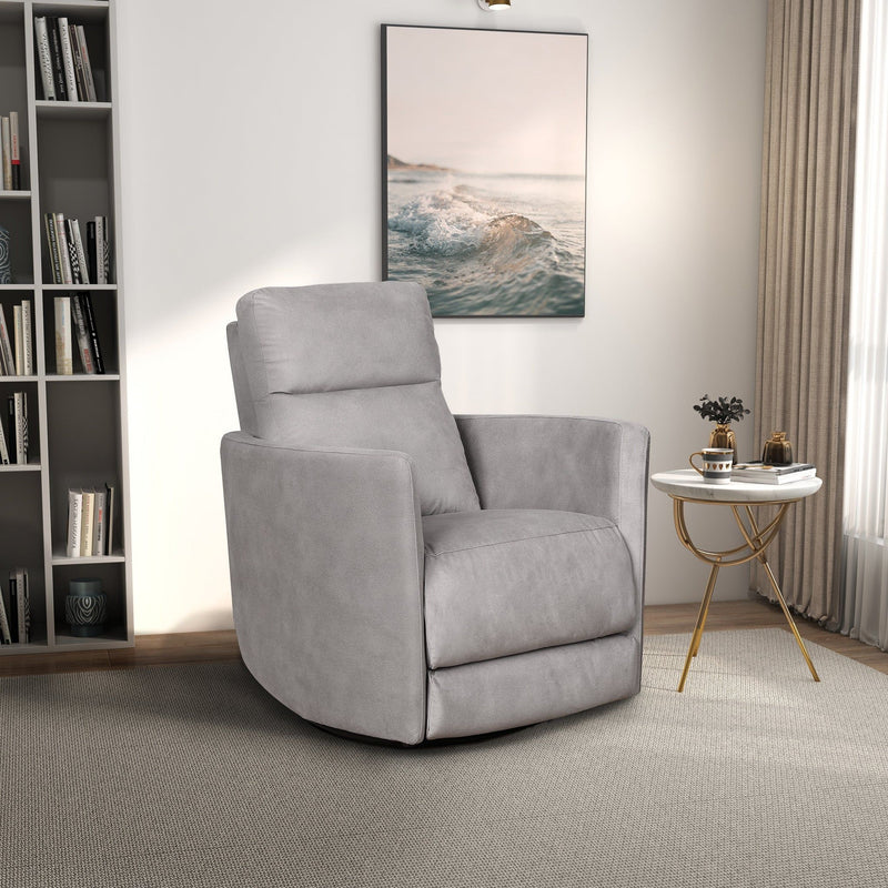 Lawson - Swivel Glider Suede Recliner Chair - Latte
