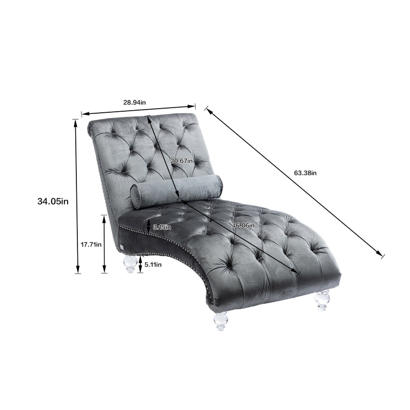 Chaise Lounge Indoor, Button Tufted Upholstered Chaise Lounge Chair With Pillow