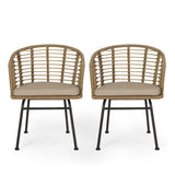 Randy - Modern Wicker Chair With Water Resistant Cushions - Brown / Beige