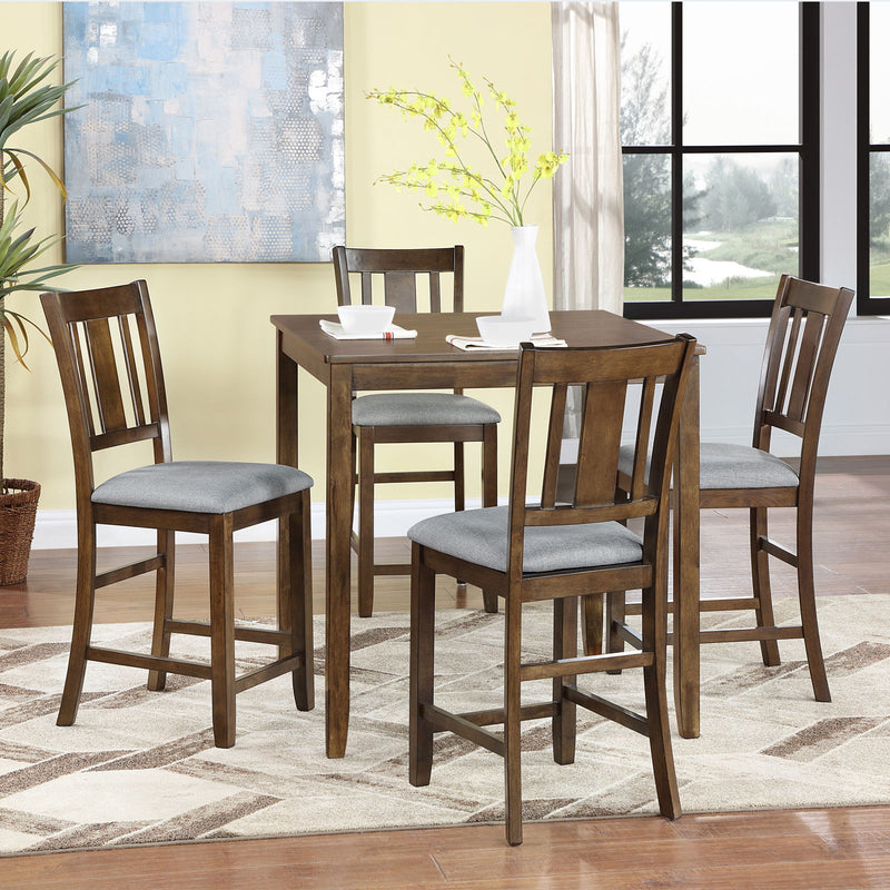 5 Pieces Dining Table Set, Counter Height Kitchen Table Set With Square Table And 4 Upholstered Chairs