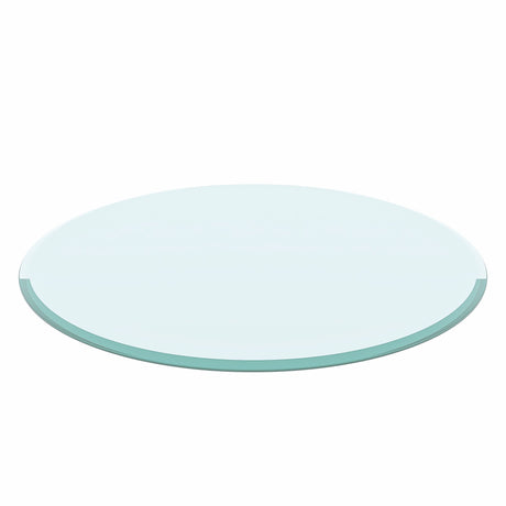 24" Round Tempered Glass Table Top Clear Glass Beveled Polished Edge
