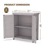 Rustic Cedar Wood Potting Bench With Storage Cabinet And Metal Top For Outdoor Patio - Gray