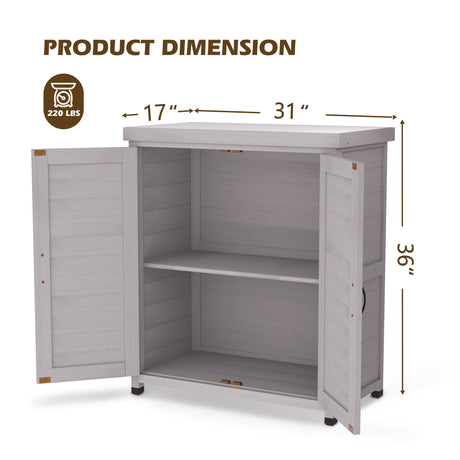 Rustic Cedar Wood Potting Bench With Storage Cabinet And Metal Top For Outdoor Patio - Gray