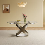 Modern Round Glass Top Dining Table With Carbon Steel Legs - White