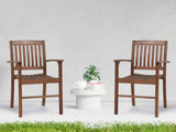 Acacia Patio Dining Chair (Set of 2), Solid Indoor Outdoor Comfortable Seat Brown, Modern Farmhouse Chair For Kitchen, Bedroom, Living Room - Brown
