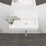 Modern Ceramic Rectangle Wall Mount Bathroom Sink With Single Faucet Hole