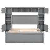 Bed With All In One Cabinet, Shelf And Sockets, Twin Long Trundle