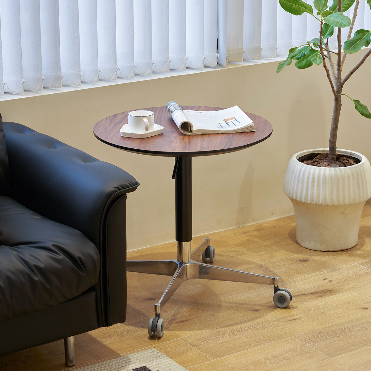 Movable, Adjustable, 360 Swivel Table With Star Base