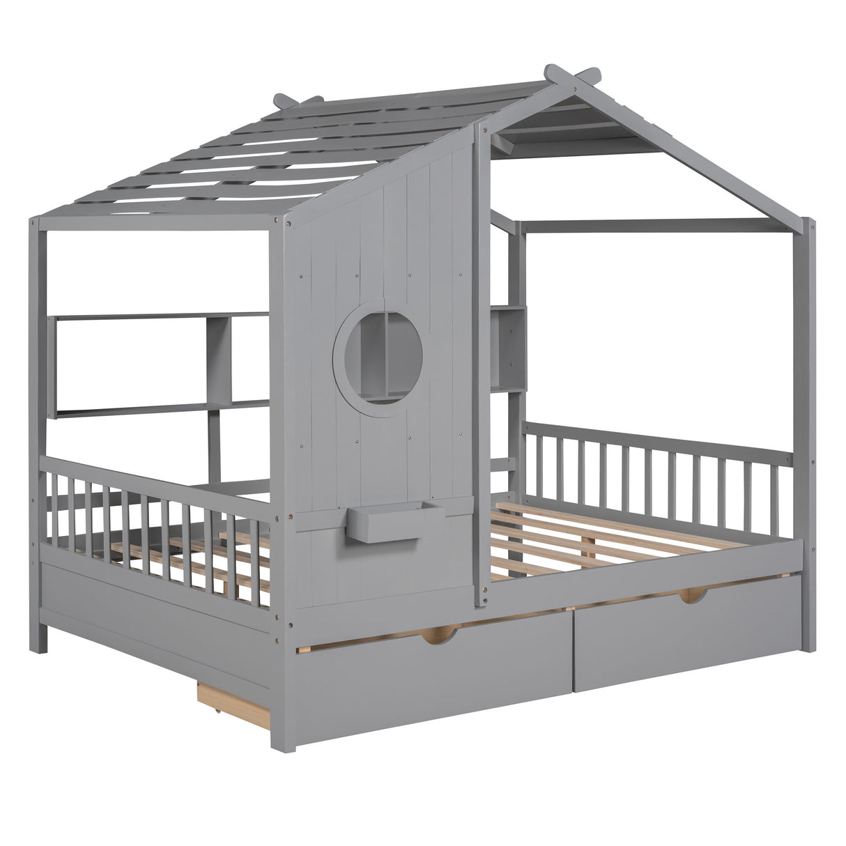 Modern Design House Bed With Storage Shelf