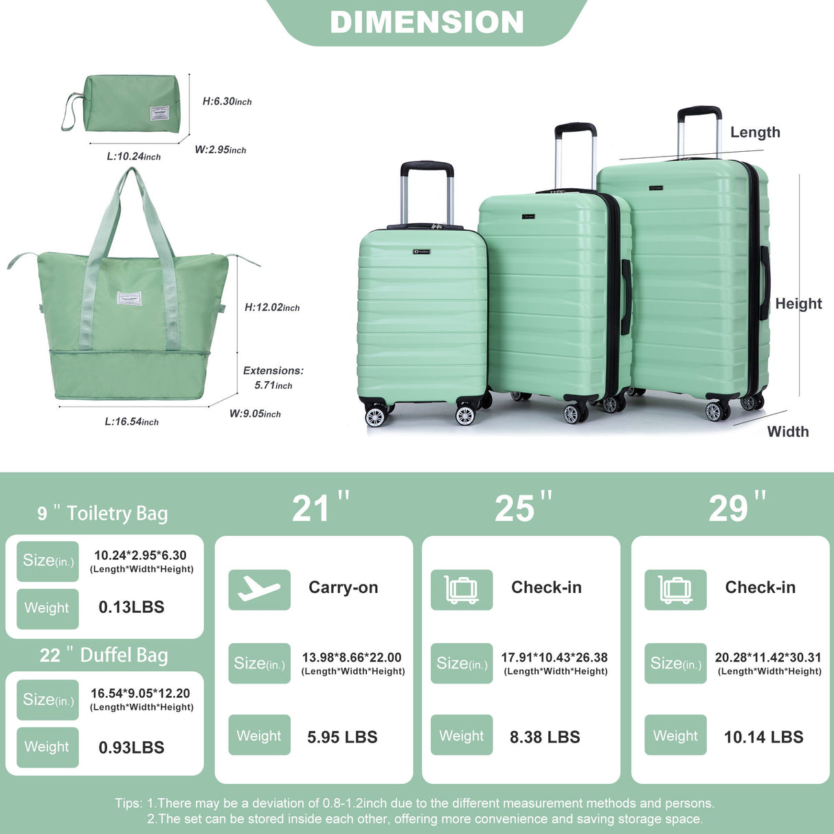 Luggage Set Of 5 Pieces, Expandable Hard Pc Luggage Set With Tsa Lock For Rotating Wheels