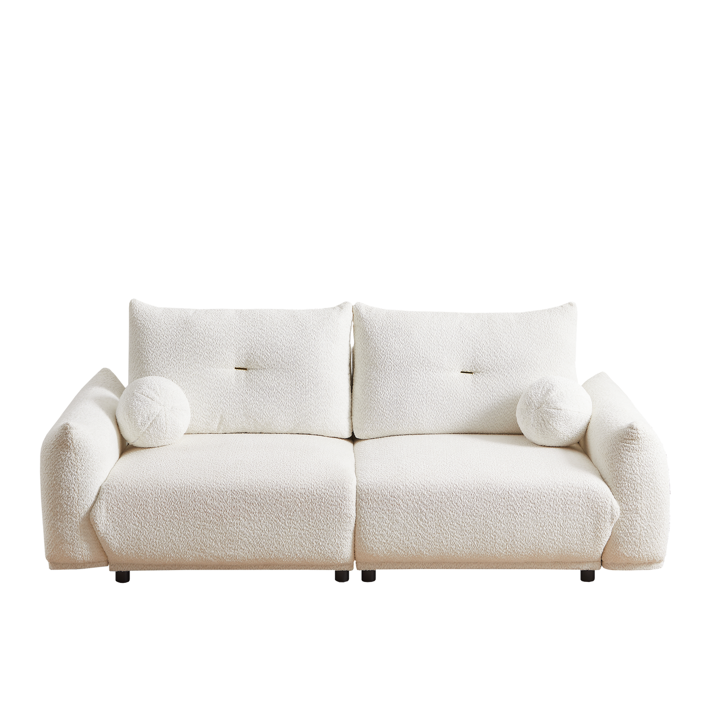 Lamb's wool 2-seater cushion sofa 90'' comfortable sofa for living room Bedroom and other casual spaces Lamb's wool sofa with 2 cushions and 2 ball pillows. (BEIGE)two sets