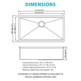 Gold Stainless Steel Undermount Kitchen Sink 36 X 19 X 9" 16 Gauge Deep Workstation Sink With Cutting Board And Accessories