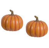 Autumn Resin Pumpkin With Stem, Pumpkin Ornament Decor For Holiday Harvest Festival Fall Festival & Thanksgiving (Set of 2) - Orange