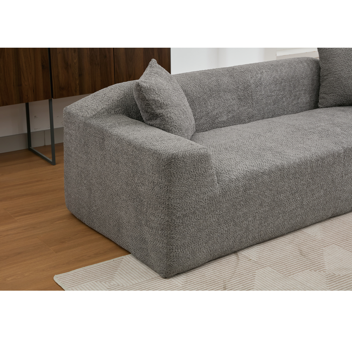 [NEW ARRIVED] [VIDEO PROVIDED]2 Piece Boucle Cloud Sofa Set, Upholstered Sofa Set, Modern 3 Seater and 2 Seater Sofa with MDF End Table for Living Room ,Apartment,3+2 couch,Boucle,Dark Gray