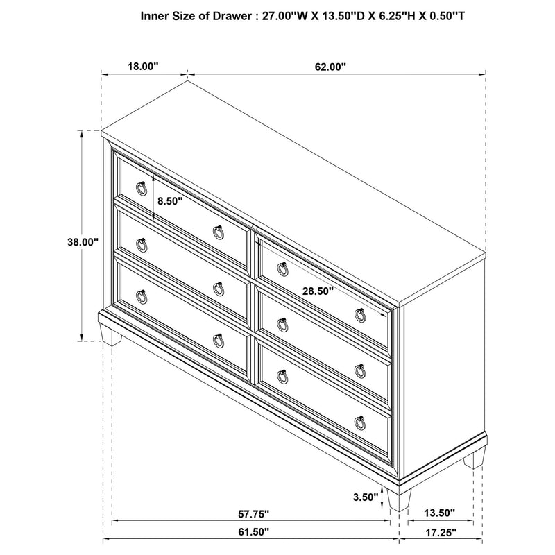 Wedner - 6 Drawer Dresser - Oak