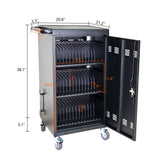 45 Bay Mobile School Charging Cart Station For Chromebook, Tablet And Laptop Computer With Power Strip Included - Black