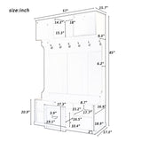 Hall Tree With 6 Hooks, Coat Hanger, Entryway Bench