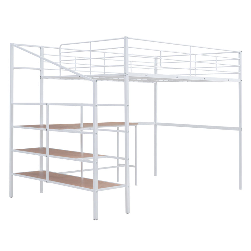 Loft Bed With Desk And Lateral Storage Ladder