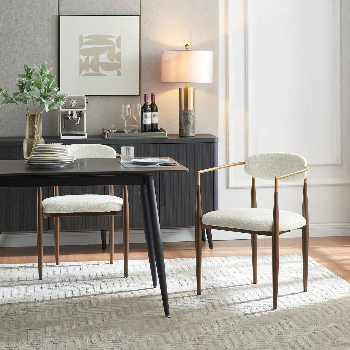 Modern Upholstered Dining Chair With Iron Frame