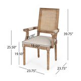 Elegant French Country Style Dining Chair With Cane Backrest