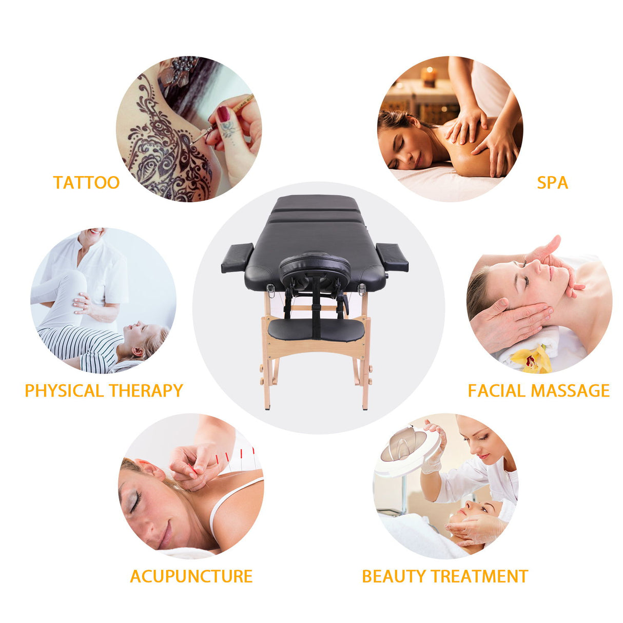 Massage Table Portable Bed With Carrying Case, Height Adjustable