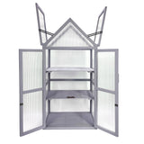 Mini Greenhouse Kit, Outdoor Small Green House, Wood, Plant Stand For Indoor Garden & Patio Balcony Apartments Porch Terrace Outsid Accessories, Uv-Resistant - Gray