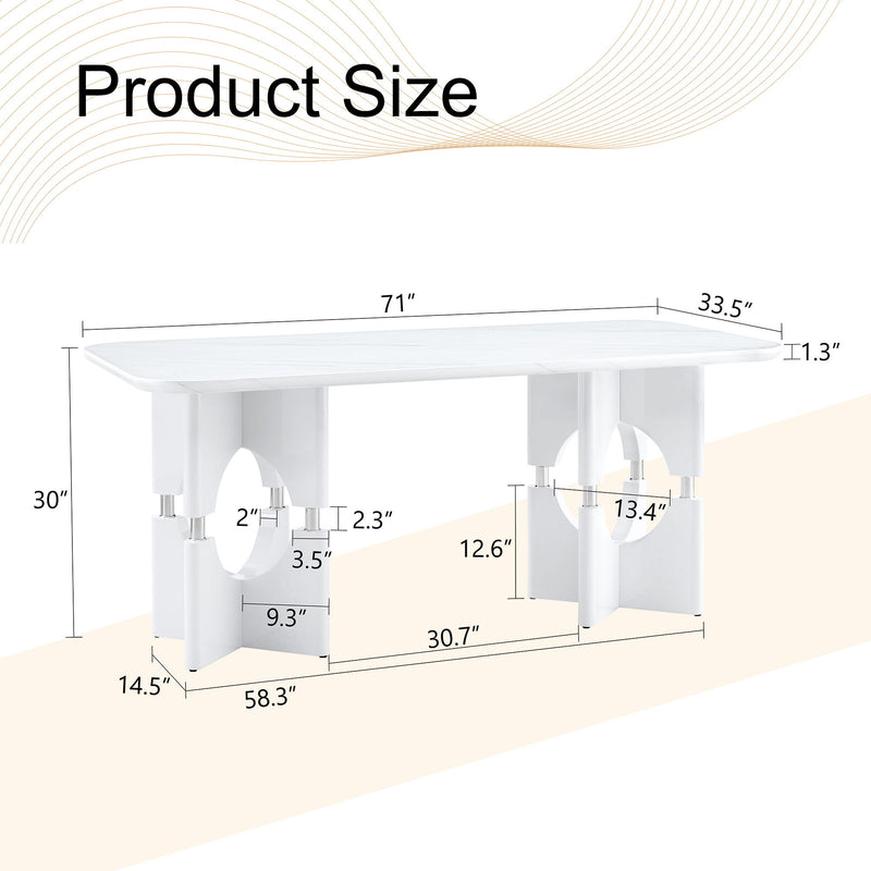 Modern Dining Table With Sleek Hollow-Out Frame And Accents