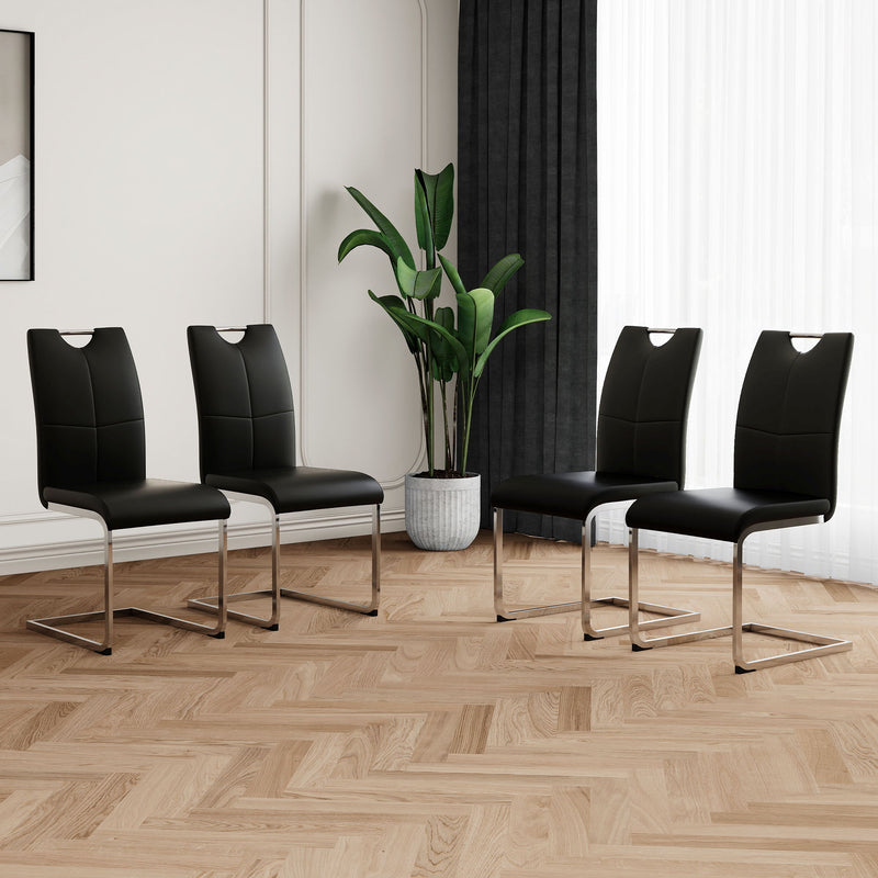 Modern Dining Chairs With Padded Seat And Metal Legs