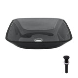 Square Vessel Sink For Bathroom, Above Counter Design With Pop Up Drain, Smooth Rounded Edges - Grey