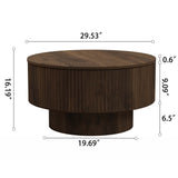 Modern Circular Coffee Table With Stripe Design And Storage Space