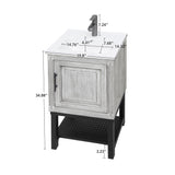 Modern Freestanding Bathroom Vanity With Ceramic Sink, Hot And Cold Faucet, 1 Door Cabinet & Open Shelf