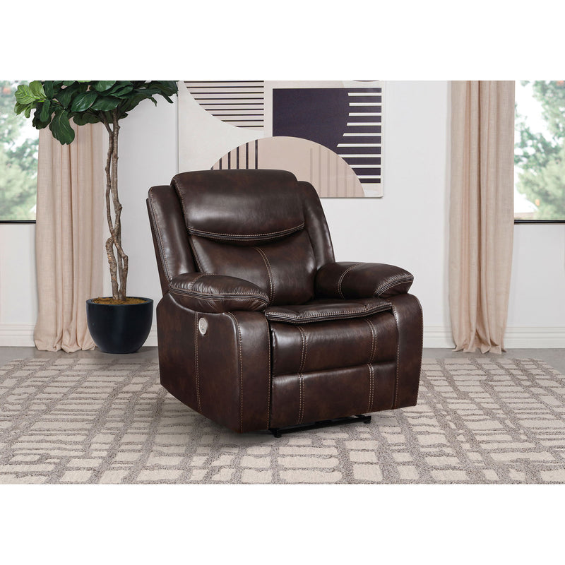 Salerno - Upholstered Power Recliner Chair With USB Charging - Dark Brown
