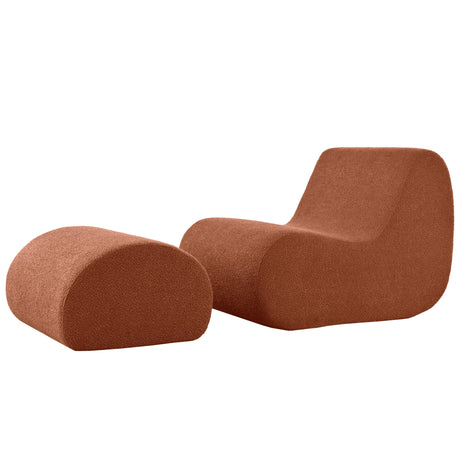 Curved Lounge Chair With Ottoman And High Resilience Foam