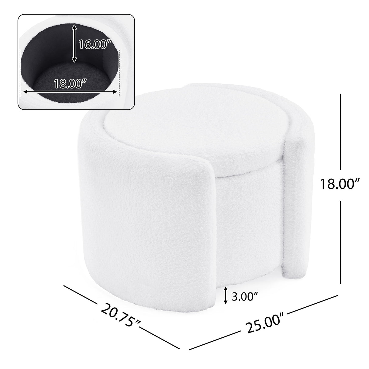 Cozy Boucle Storage Ottoman, Stylish Comfort With Hidden Storage