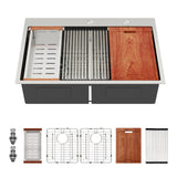 Topmount Drop In Kitchen Sink, Double Bowl Stainless Steel - Brushed Nickel