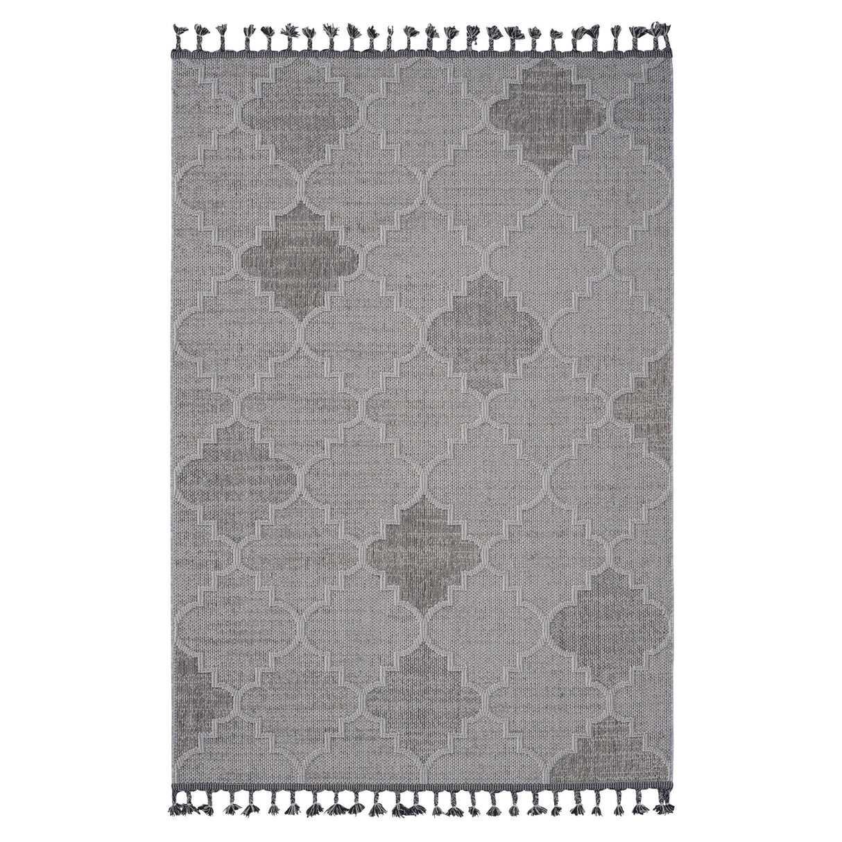 Guros - 6' X 9' Trellis Indoor / Outdoor Area Rug - White / Gray