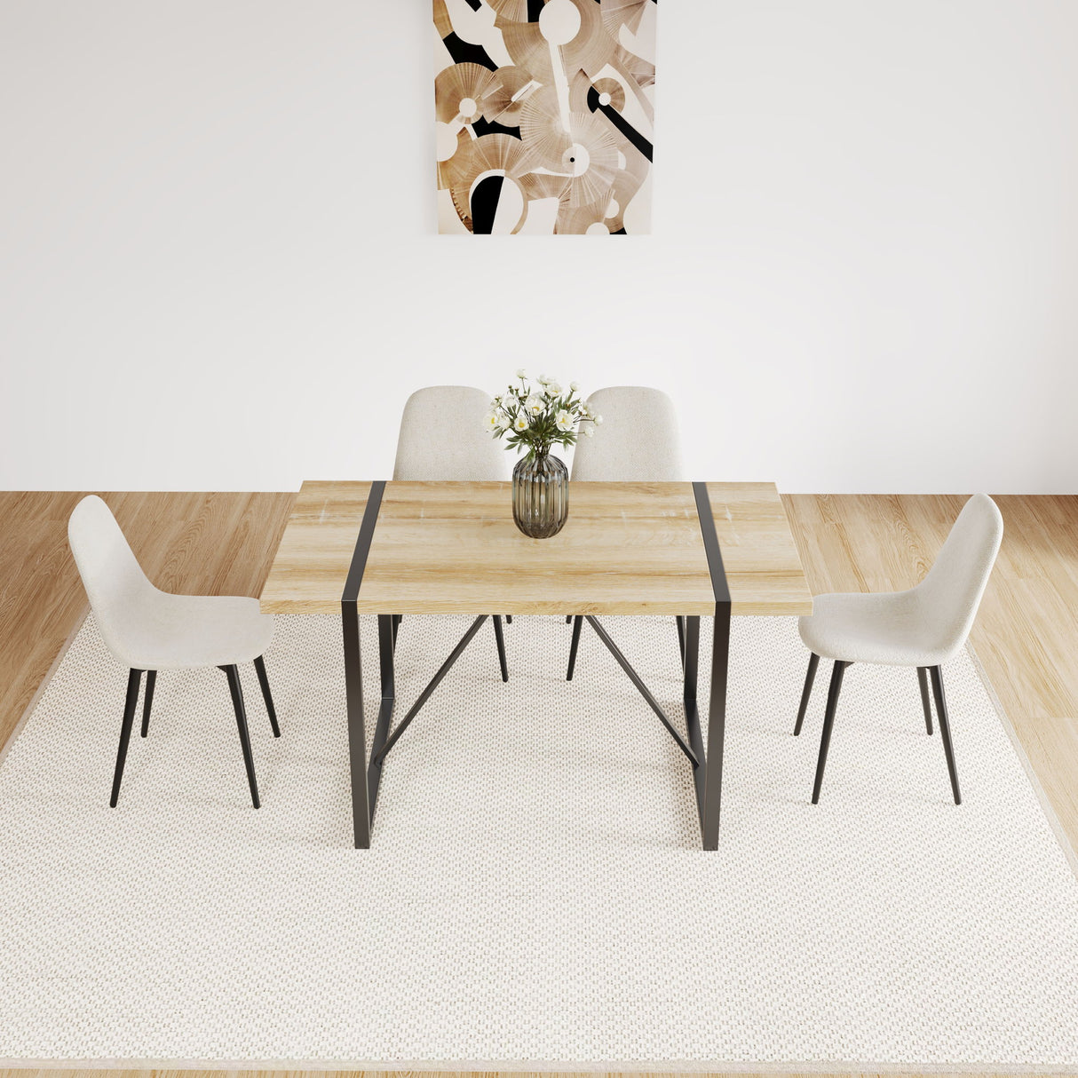 Modern Accent Dining Chairs Upholstered Seat, Metal Legs (Set of 4)