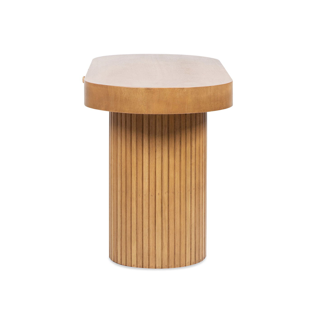 Jesse - Single Drawer Fluted Oval Console Desk - Honey Brown
