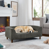 Modern Rectangular Pet Sofa With Backrest And Armrests For Small And Medium Dogs, Soft Cushion