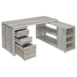 Transitional L Shape Computer Desk With Multiple Storage And Built In File Cabinet